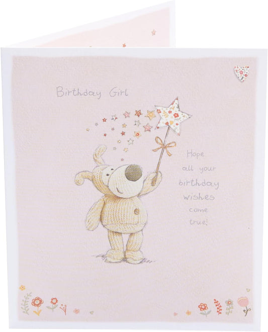 Boofle Holding A Star Birthday Girl Card