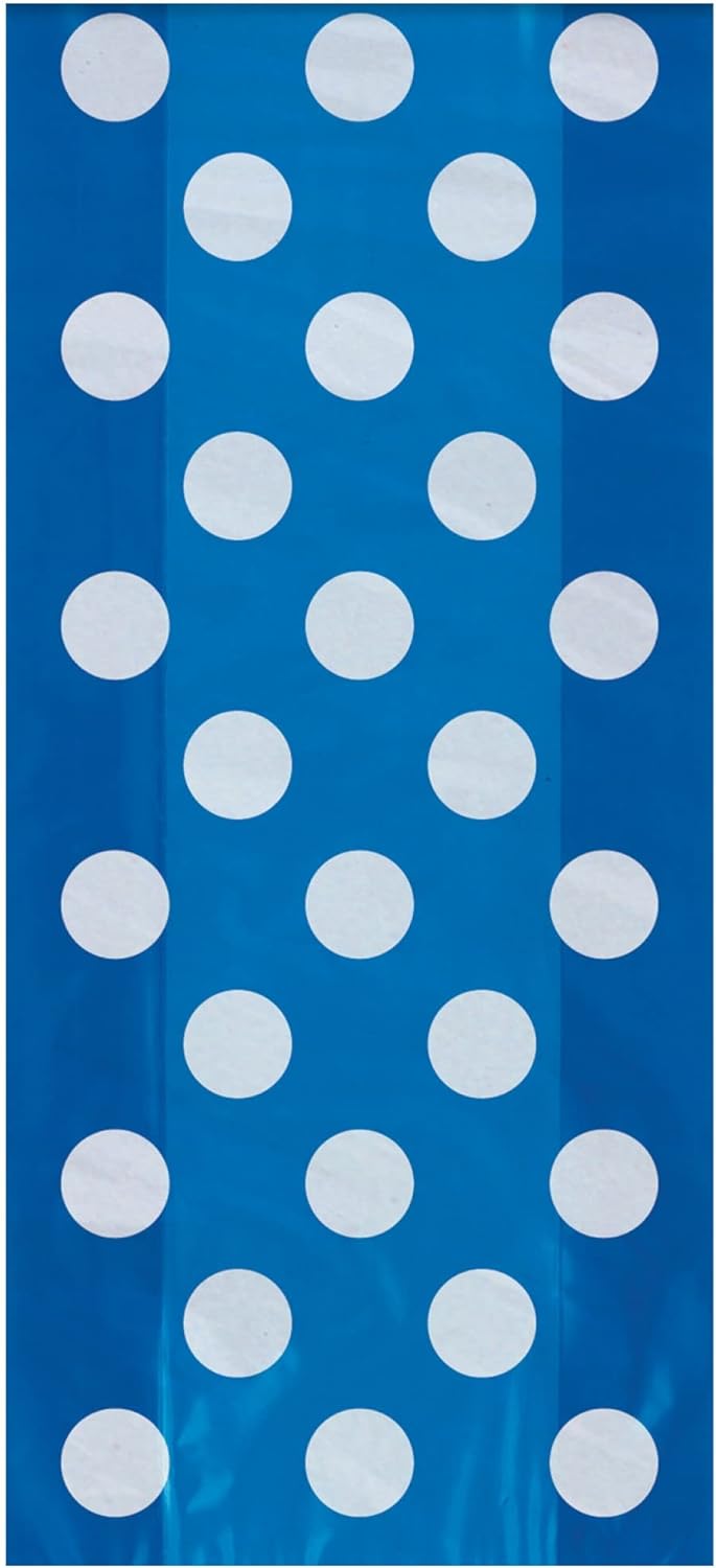 Pack of 20 Royal Blue Dots Cellophane Bags