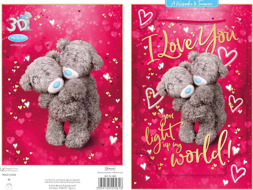 Bears Stood Embracing Luxury 3D Keepsake Valentine's Day Card
