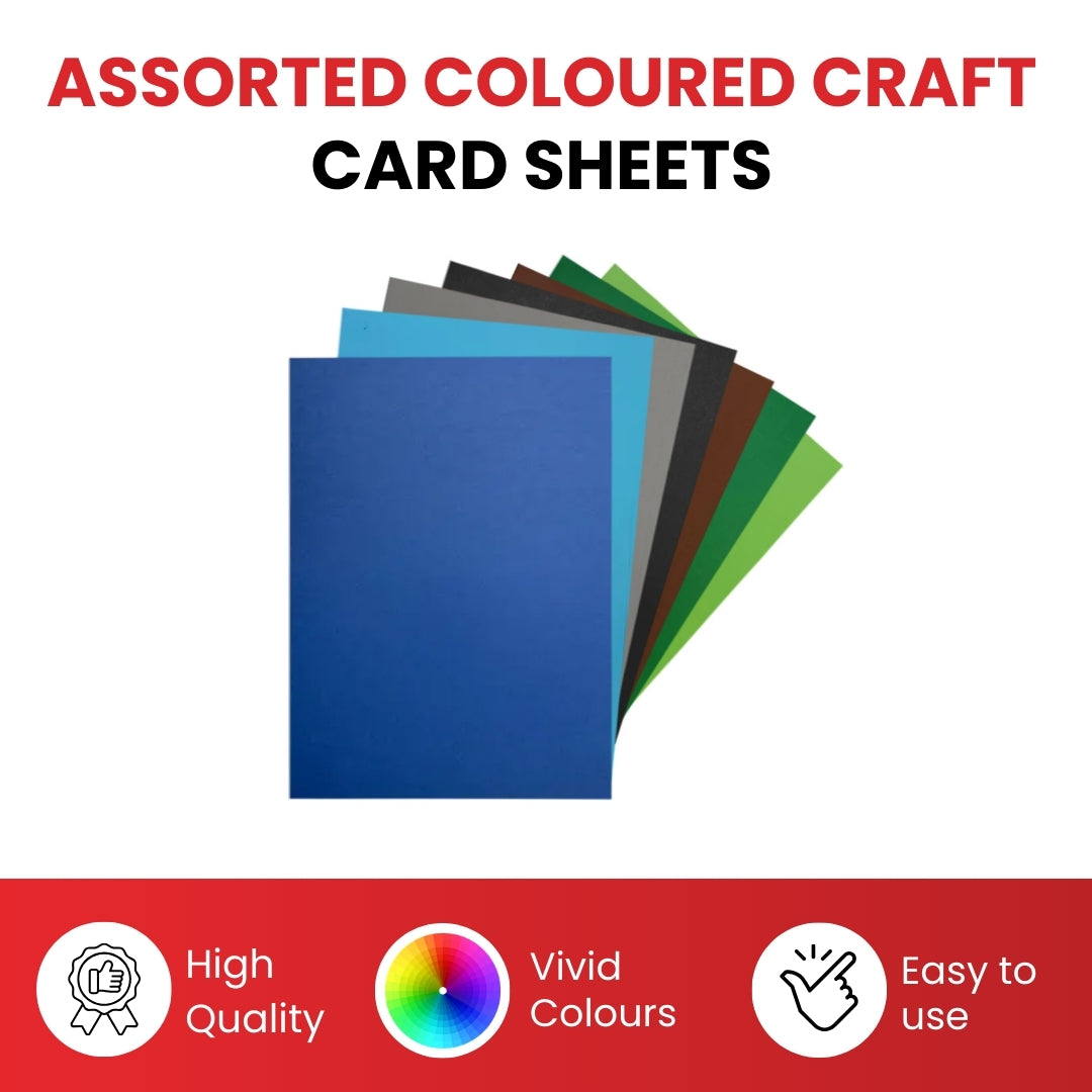 Pack of 350 A5 Assorted Father’s Day Coloured 160gsm Craft Card Sheets – 7 Colours (50 each)