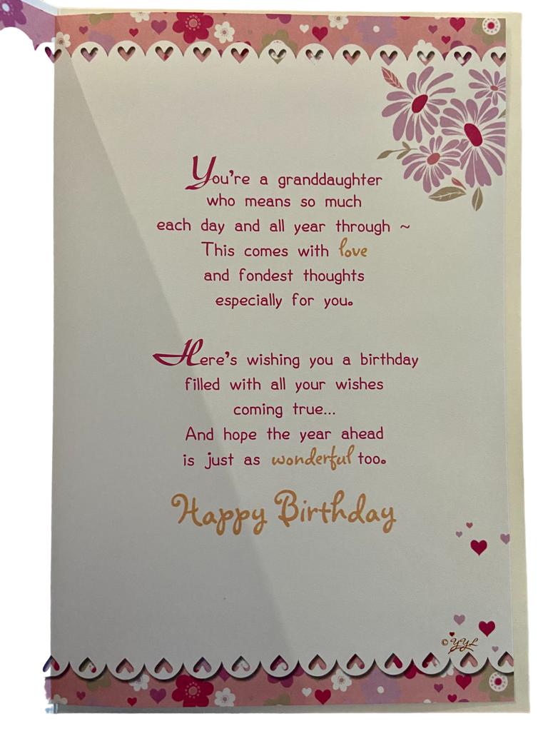 Granddaughter Birthday Sentimental Verse Card