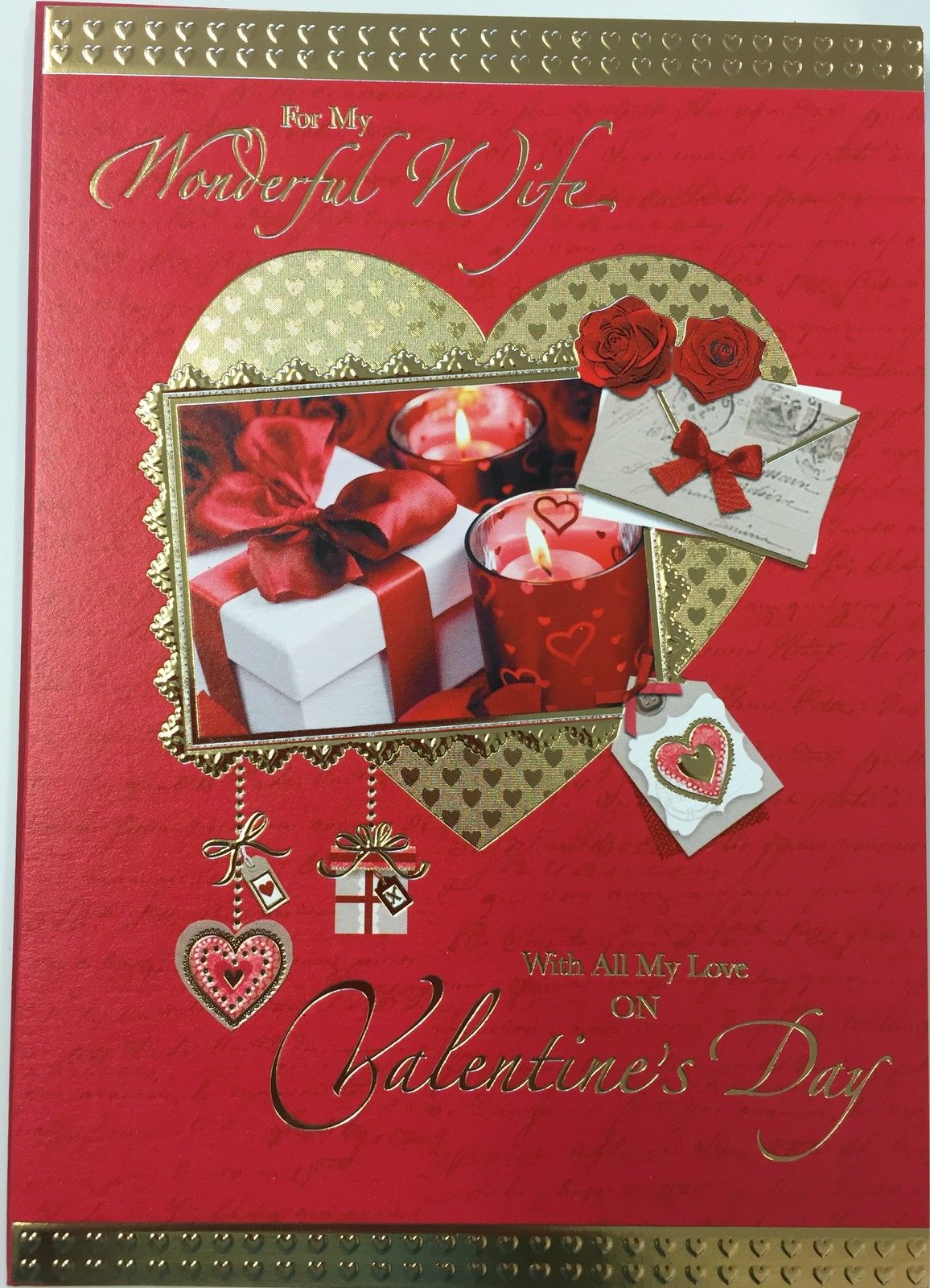 For My Wonderful Wife Gold Foil Finished Valentine's Day Card