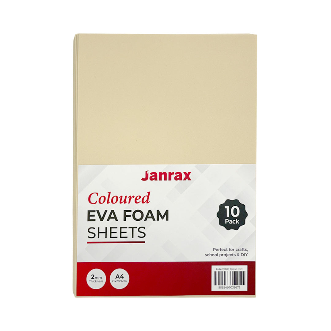 Pack of 100 A4 Ivory Coloured EVA Foam Sheets