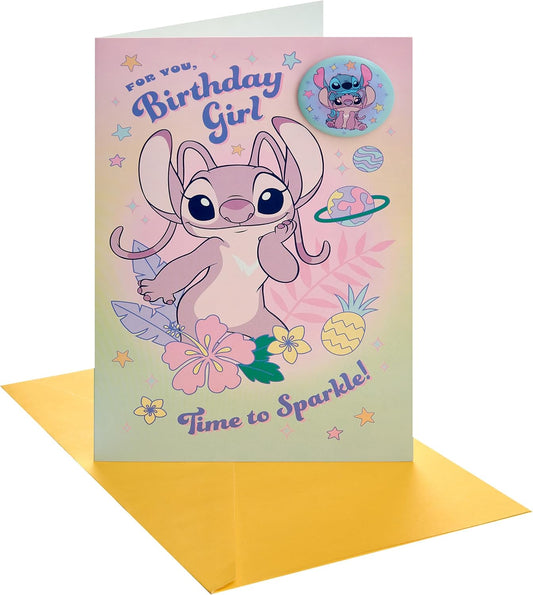 Angel Design Birthday Card with Badge