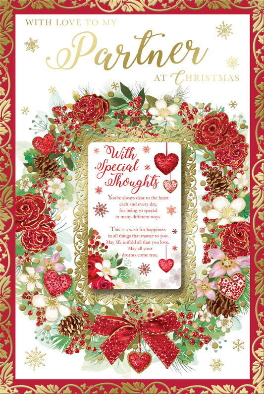 With Love to My Partner Special Thoughts Beautiful Wreath Design Christmas Card