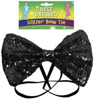 Bow Tie Glitter 12 x 7cm Black