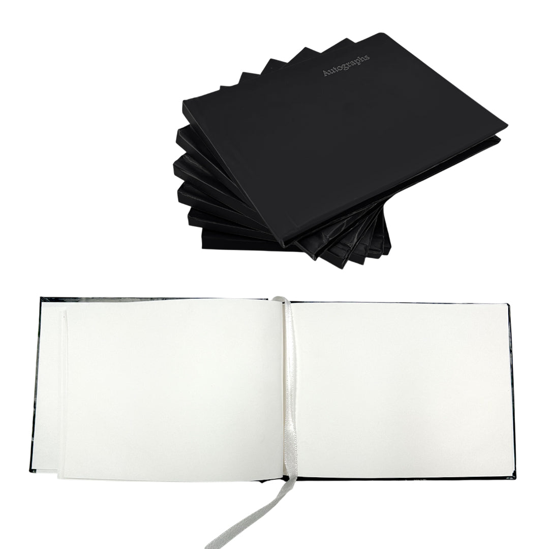 Pack of 12 Black 100 Pages Autograph Books – School Leavers Signature, End of Term Memory Book
