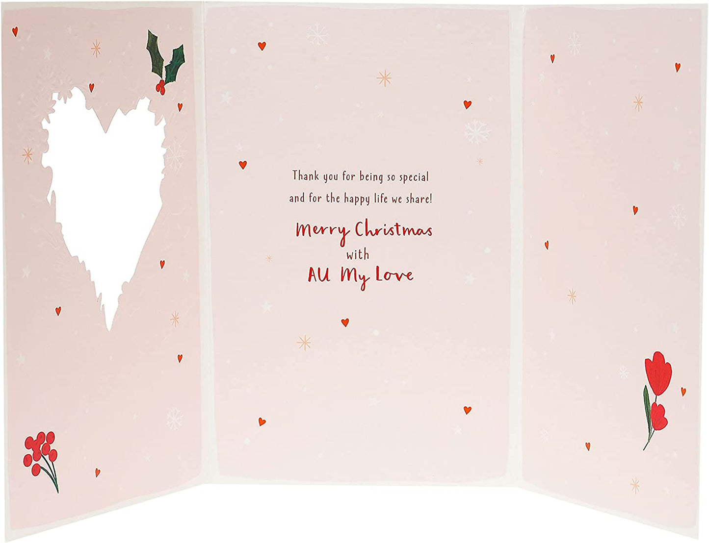Wife Christmas Card Foliage Love Heart Design 