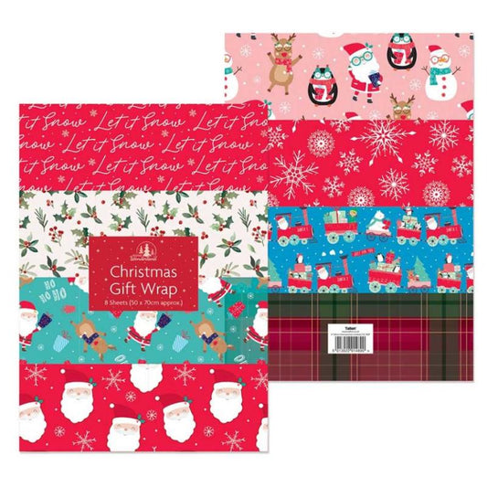 Pack of 8 Christmas Gift Wrap Sheets