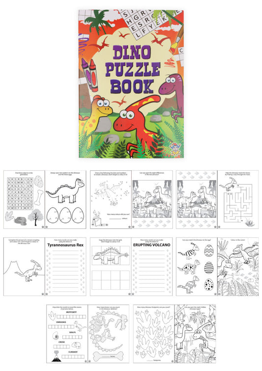 Pack of 12 Mini Dinosaur Puzzle Books (10.5×14.5cm)