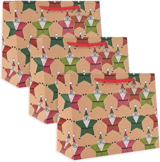 Santa Kraft Design Multipack of 3 Large Gift Bags for Him/Her/Friend Christmas