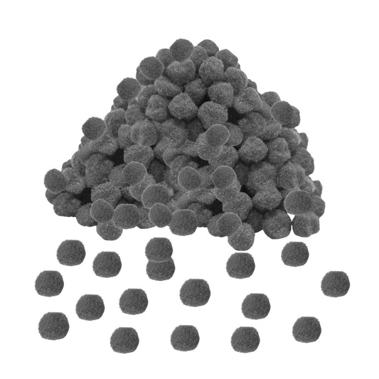 Pack of 500 Grey Pom Poms 1.5cm – Soft Fluffy Craft Balls