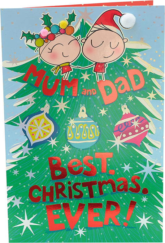 Mum and Dad Christmas Card Wig Wam Funny