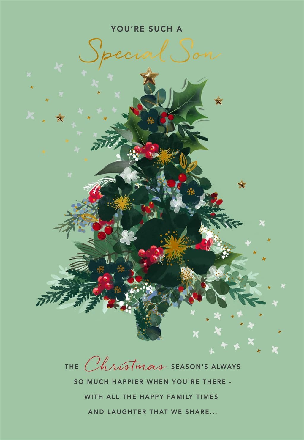 Floral Design Special Son Christmas Card