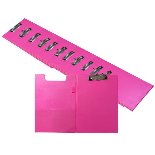 Pack of 12 A4 Pink Foldover Clipboards
