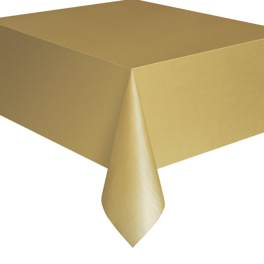Gold Solid Rectangular Plastic Table Cover, 54"x108"