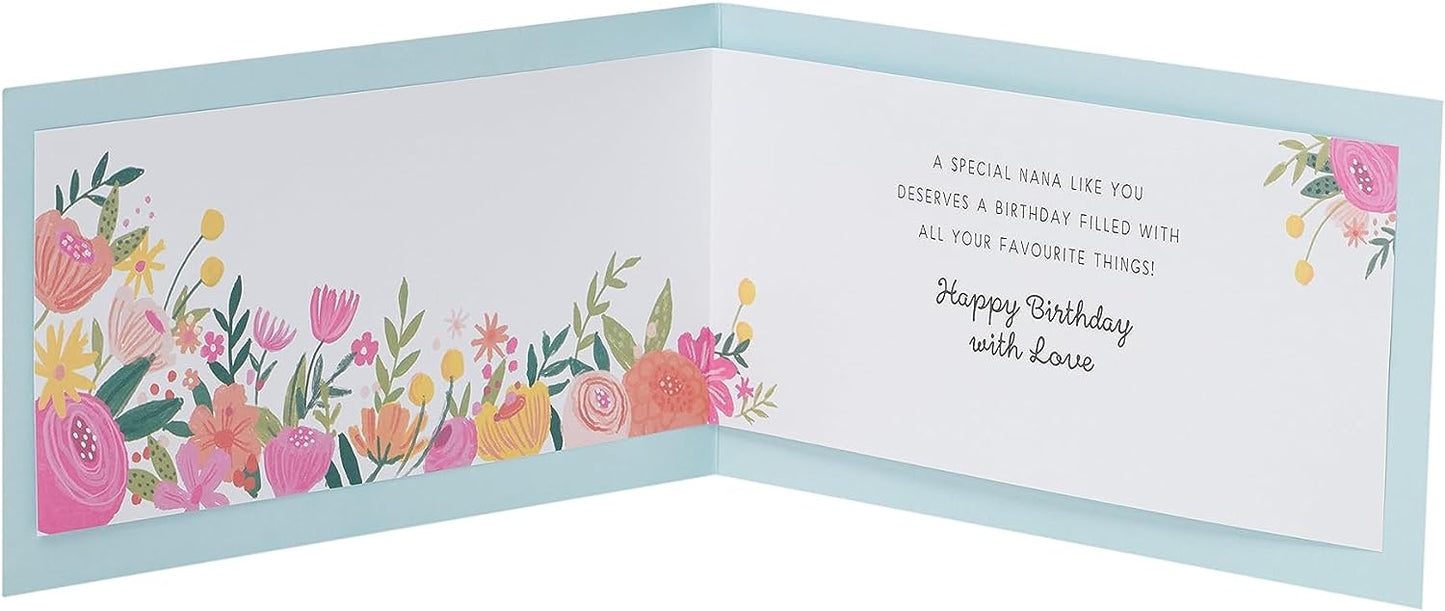 Flower & Bold Font Design Nana Birthday Card