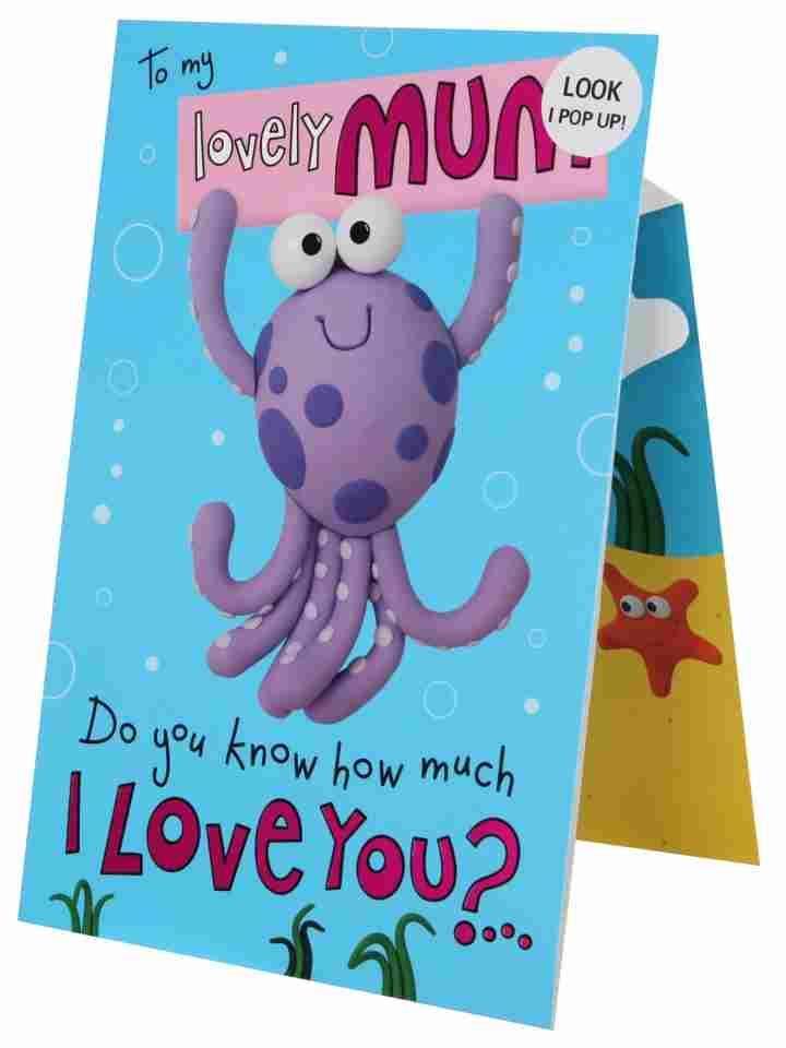 Lovely Mum Pop Up Octopus Mother's Day Greeting Card