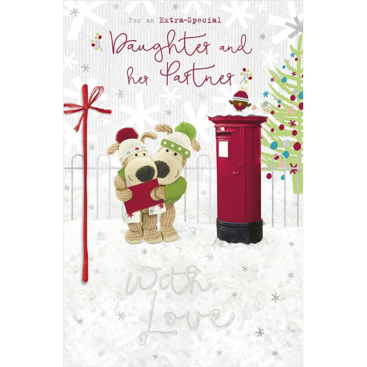 Boofles Standing Near Post Box Daughter and Her Partner Christmas card