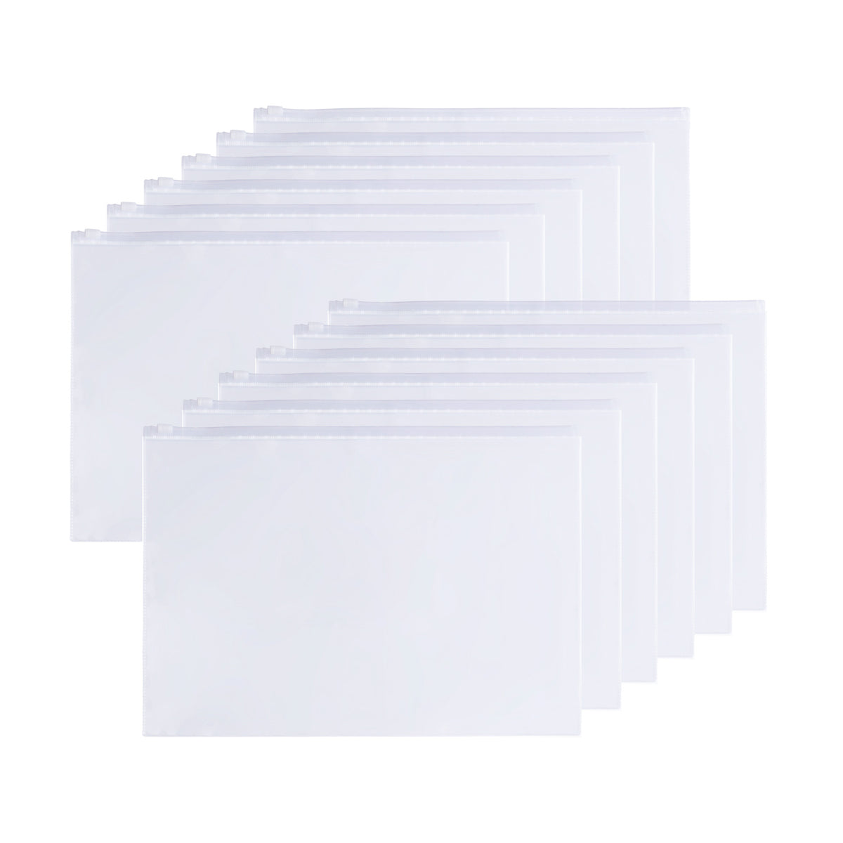 Pack of 12 A6 Clear Zippy Bags with White Zip