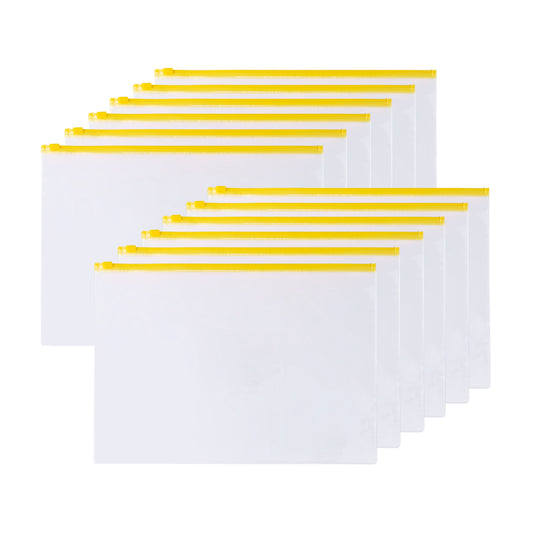 Pack of 12 A6 Clear Zippy Bags with Yellow Zip