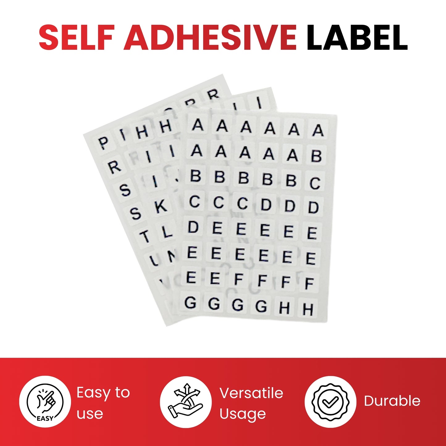 Pack of 1320 White on Black 8x10mm A-Z Letters Self-Adhesive Labels