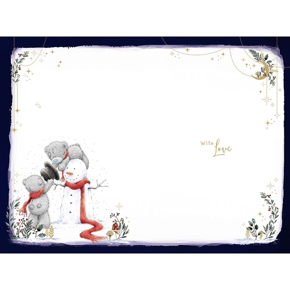 Bears Building Snowman For All The Family Christmas Card