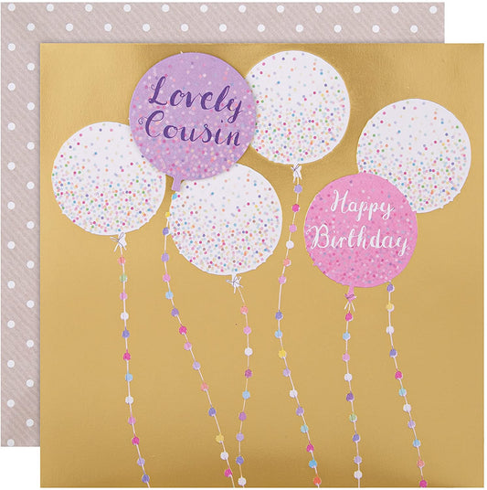 Contemporary Colourful Balloons Design Cousin Birthday Card