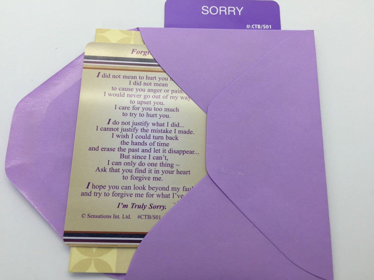 Forgive Me Sentimental Keepsake Wallet / Purse Card SORRY