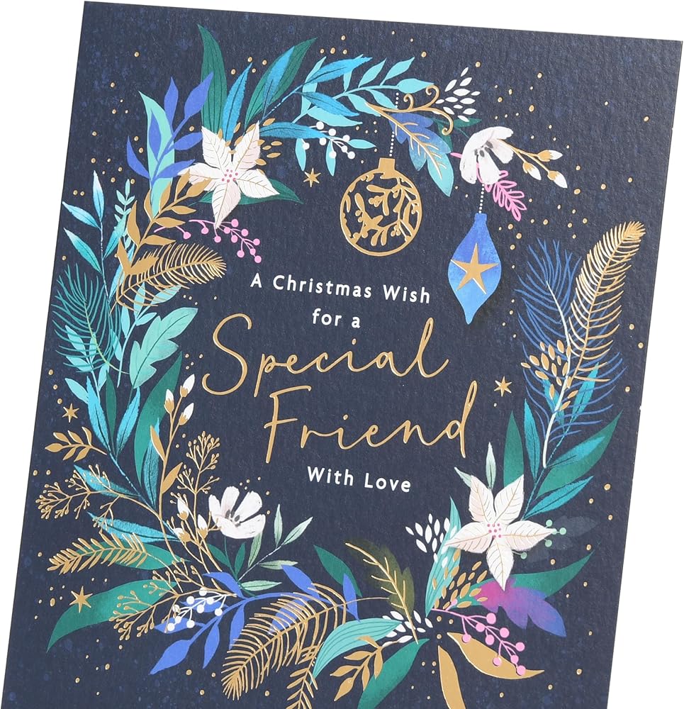 Large Floral Wreath Design Special Friend Christmas Card