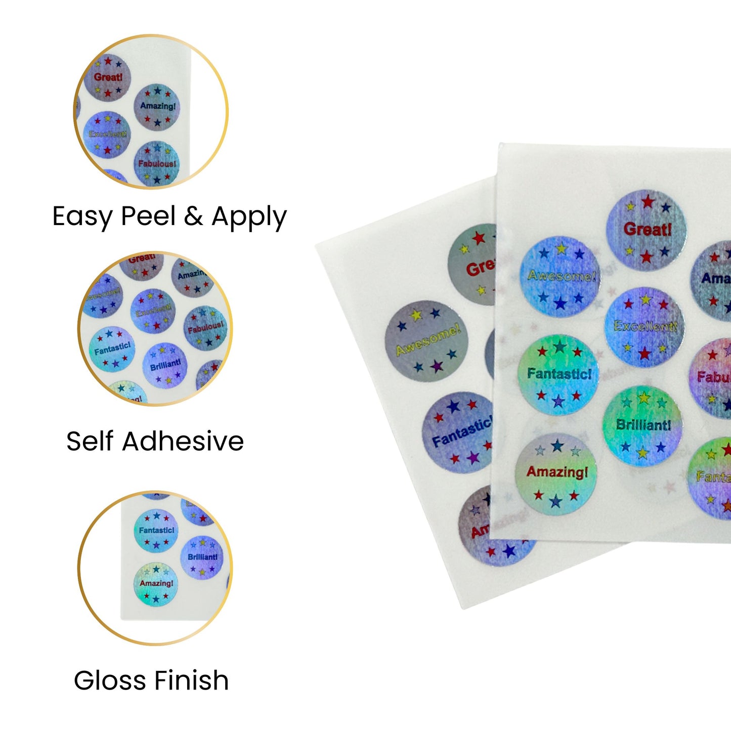 Pack of 216 Cool Holographic Round Labels 24mm