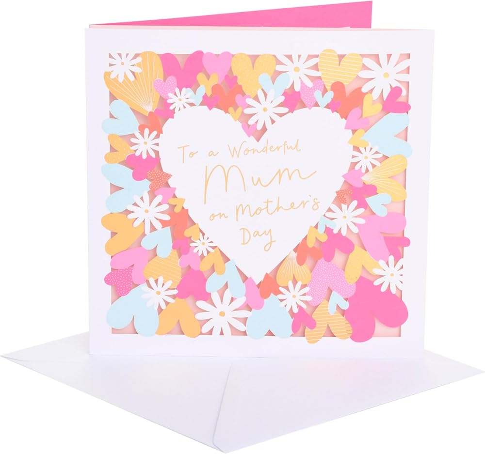 Laser Hearts and Daisies Design Mum Mother's Day Card