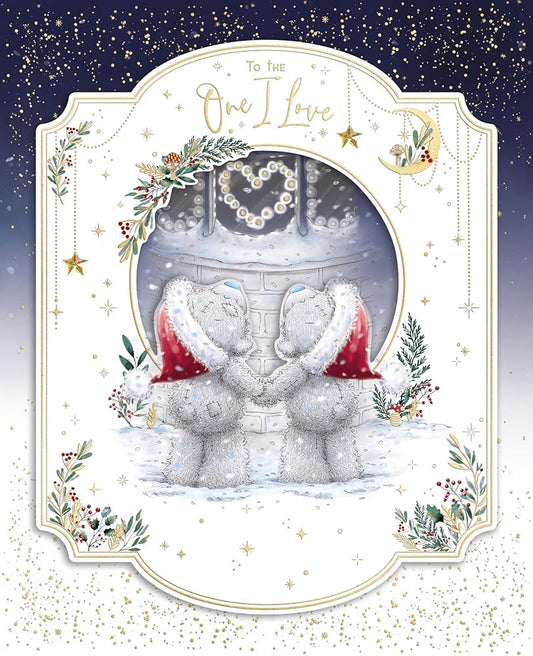 Bears Looking In Shop Window To The One I Love Luxury Handmade Christmas Card In Keepsake Box