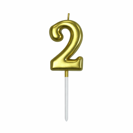 2 Number Gold-Plated Candle For Birthday Party