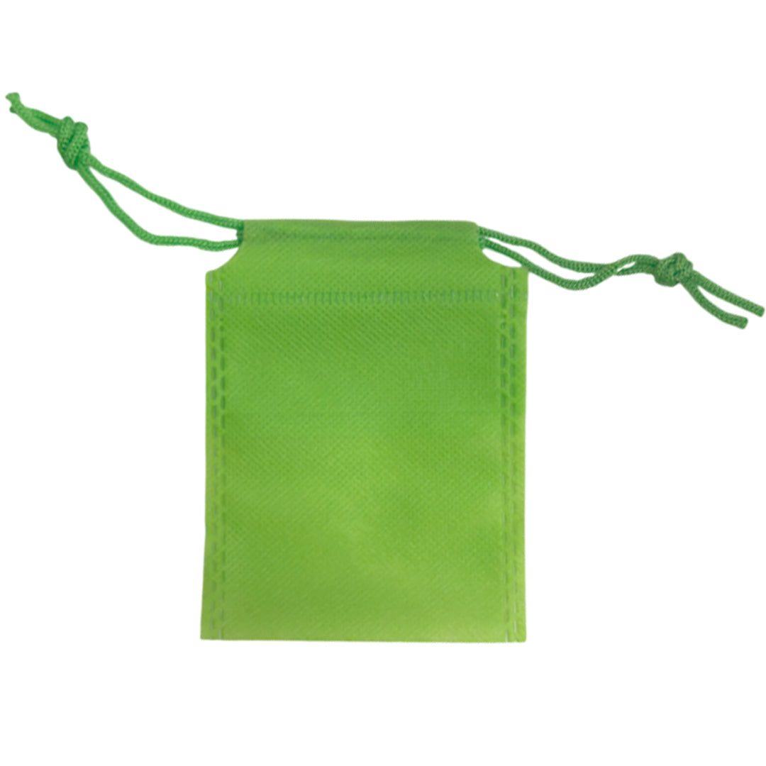 Pack of 100 Light Green Coloured 12x9cm Non-Woven Drawstring Bags