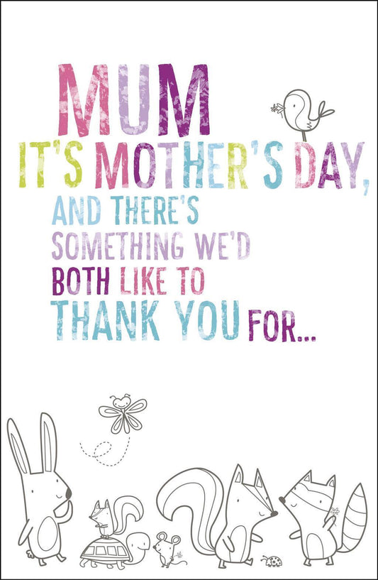 Mum From Us Both Cute Glitter & 4 Fold Opening Mother's Day Card