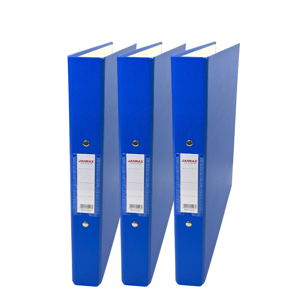 Pack of 3 A4 Blue Paper Over Board Ring Binders by Janrax