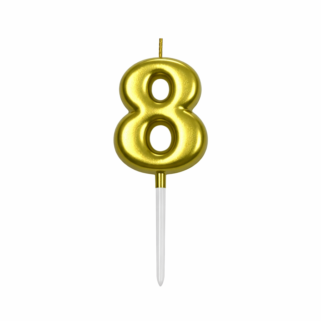 8 Number Gold Candle For Birthday Party - Cake Topper for Kids & Adults