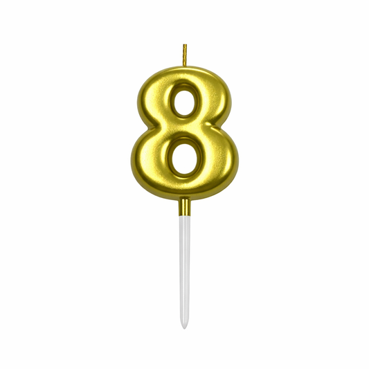 8 Number Gold Candle For Birthday Party - Cake Topper for Kids & Adults