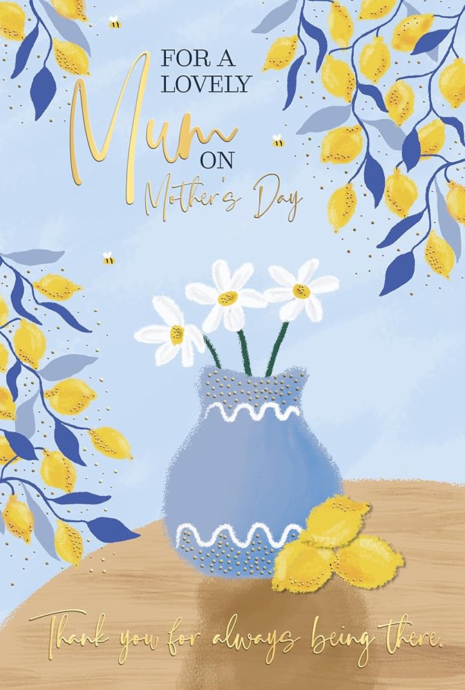 Flowers Lemons Motif And Paper Insert Stunning Mum Mother's Day Card