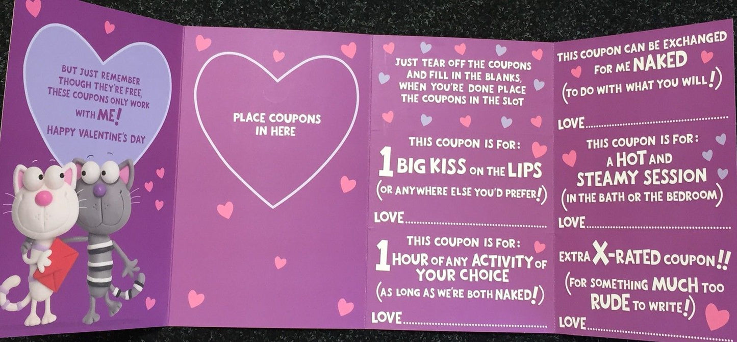 To My Lover Humour Valentine's Day Greeting Card With Love Tokens 