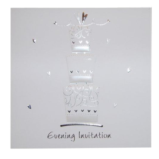 Pack of 5 Luxury White 'Cake' Wedding Evening Invitations