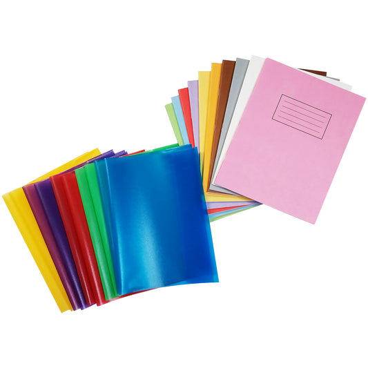Pack of 10 9x7" Assorted Coloured Exercise Books with Coloured Book Covers