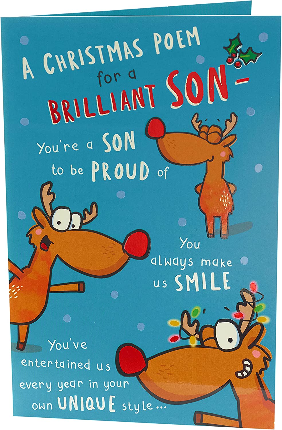 Son Christmas Card Reindeer Funny Verse