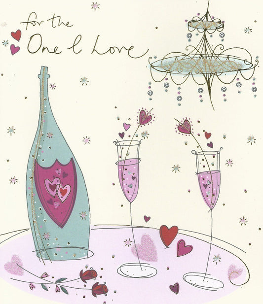 For The One I Love Gold Glitter Finished Valentine's Day Card