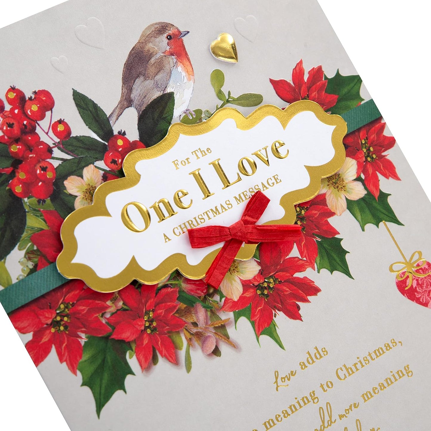 Traditional Robin and Foliage Design for One I Love Boxed Christmas Card