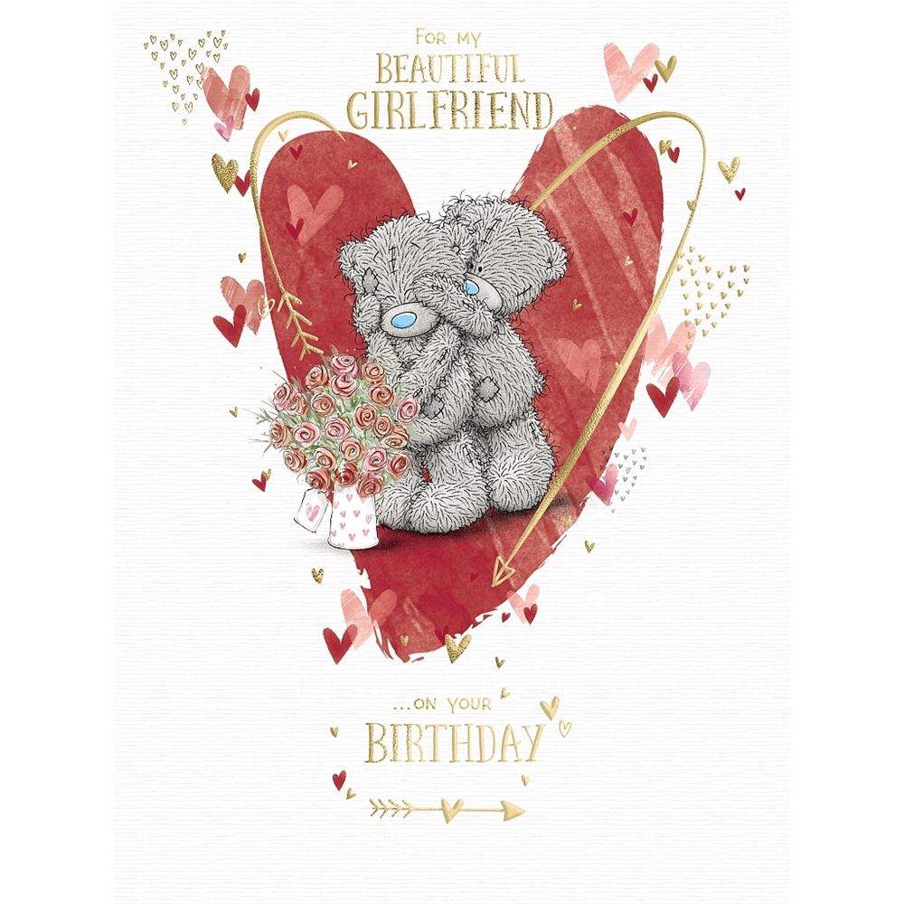 Bears With Roses Beautiful Girlfriend Large Birthday Card