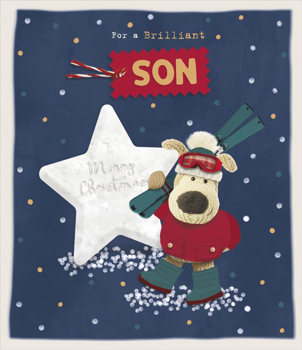 Boofle Wearing Snowboots Son Christmas Card