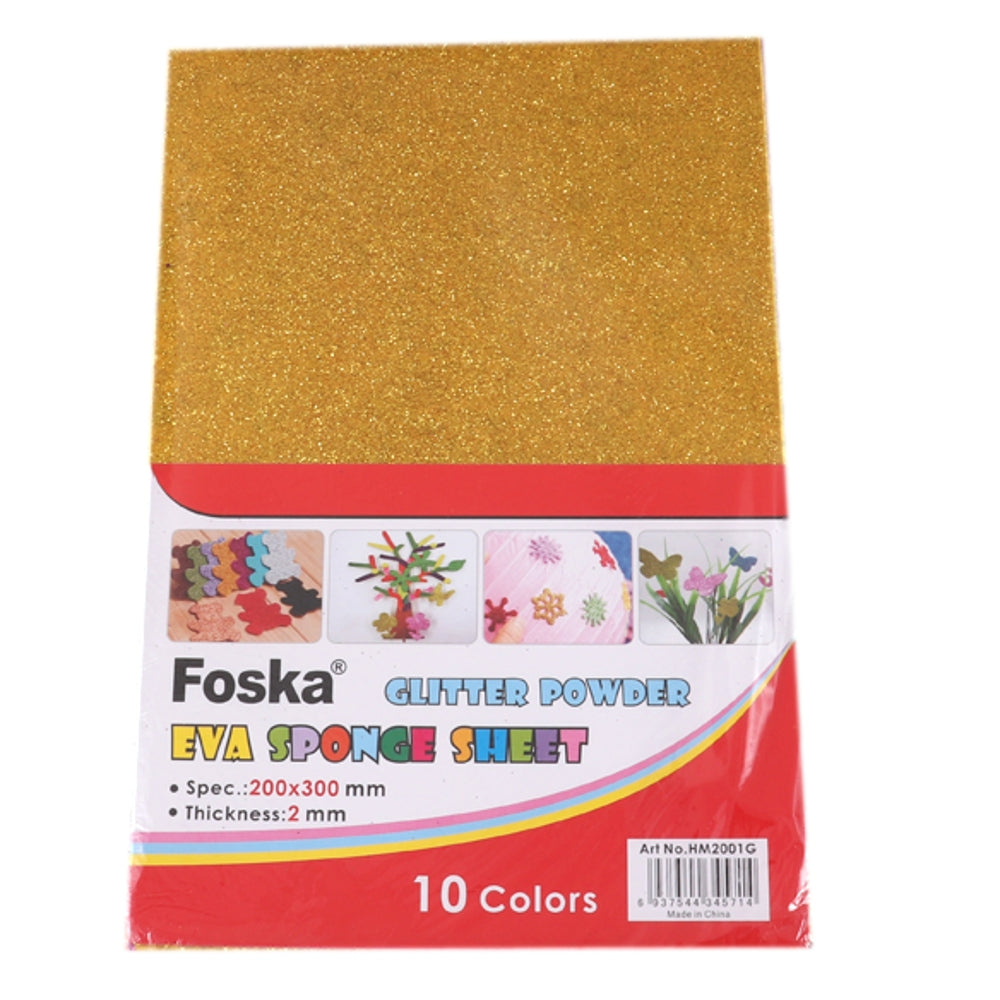 Pack of 10 20 x 30cm Glitter Eva Sponge Paper by Janrax