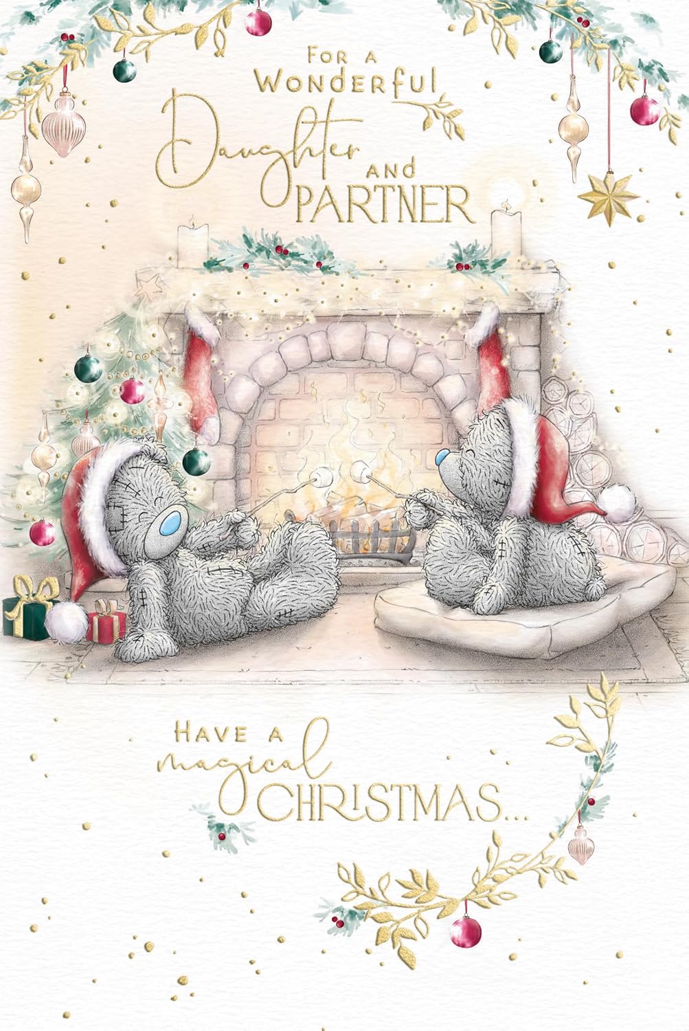 Bears Toasting Marshmallows Wonderful Daughter And Partner Christmas Card
